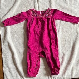 Pink Baby Romper with Embroidered Details